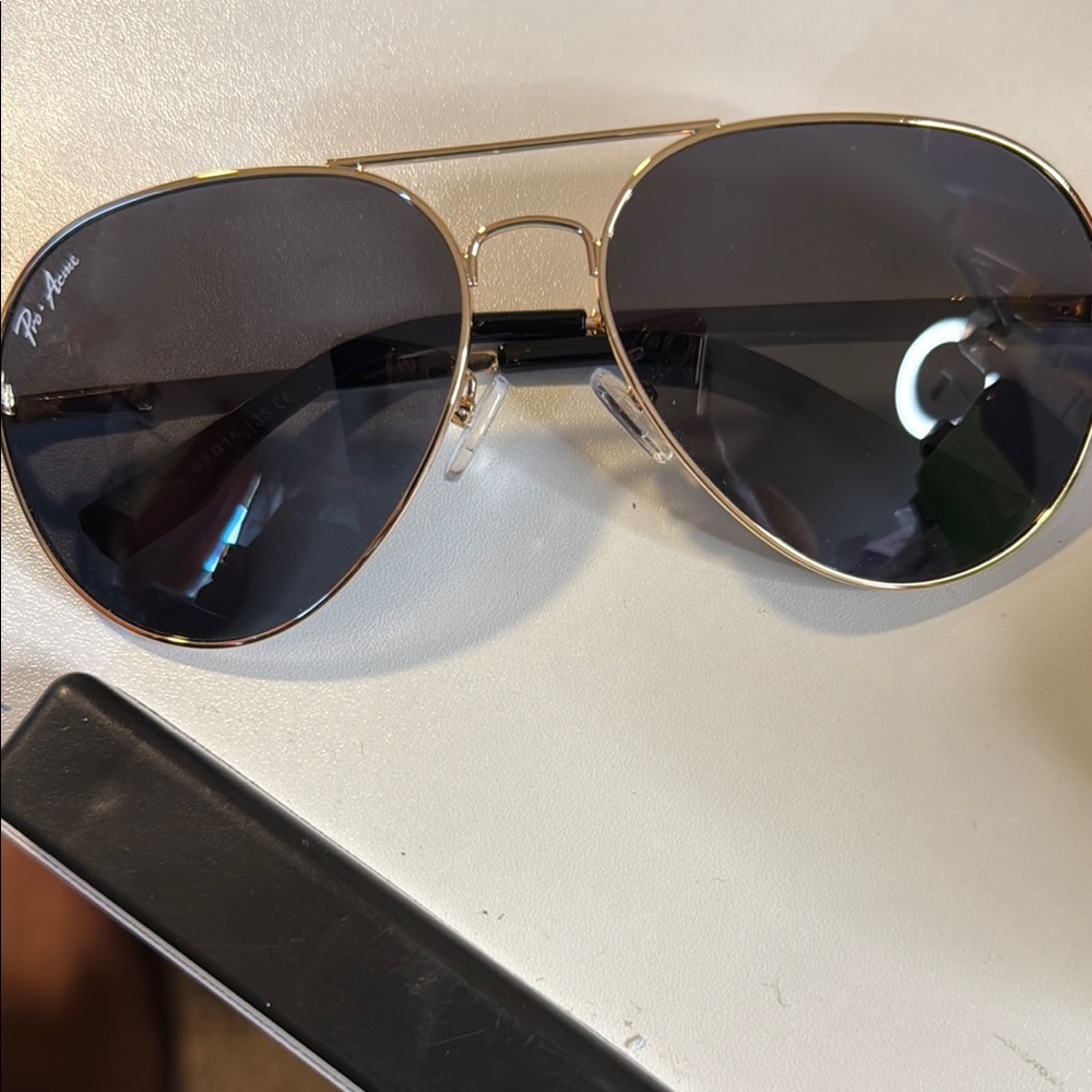 Pro Acme Gold and Black Aviator Sunglasses